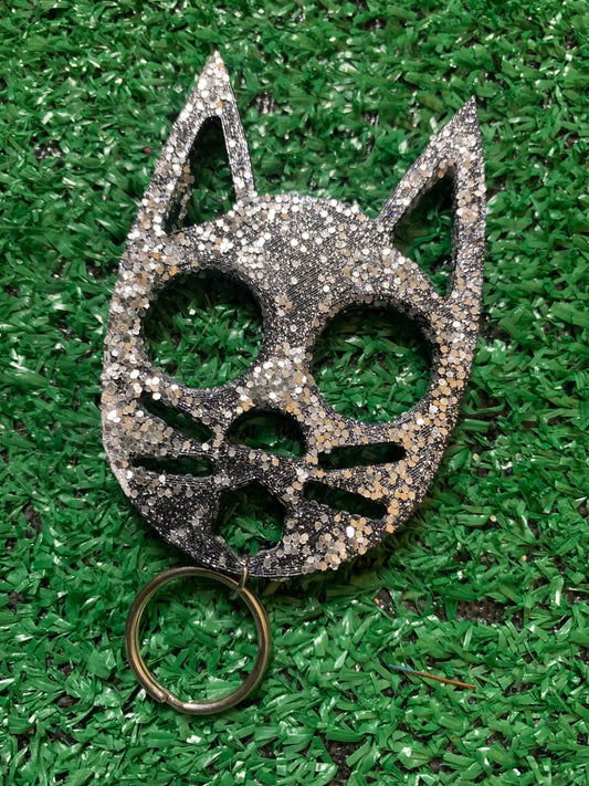 Black & Glitter Kitty Keychain